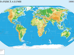 Harta lumii fizico-geografica, politica, Aquila